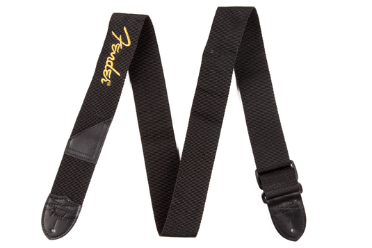 Courroie 2" noire avec logo jaune Fender
