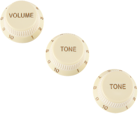 Boutons "Stratocaster" Soft Touch, Blanc Vieilli