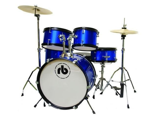 5-piece Junior drum set with cymbals and hi hat, shiny blue