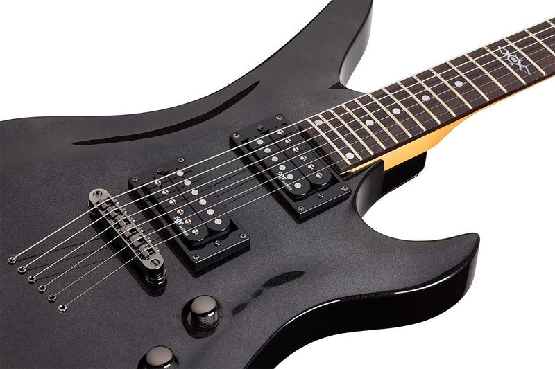 Load image into gallery viewer, SCHECTER 3825, Electric Guitar Model “Avenger SGR”, metallic black finish with case 
