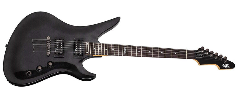 Load image into gallery viewer, SCHECTER 3825, Electric Guitar Model “Avenger SGR”, metallic black finish with case 
