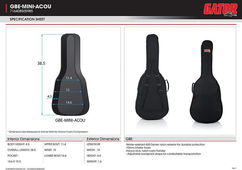 Chargez l&#39;image dans la visionneuse de la galerie, Étui pour guitare acoustique de taille 1/2 à 3/4
