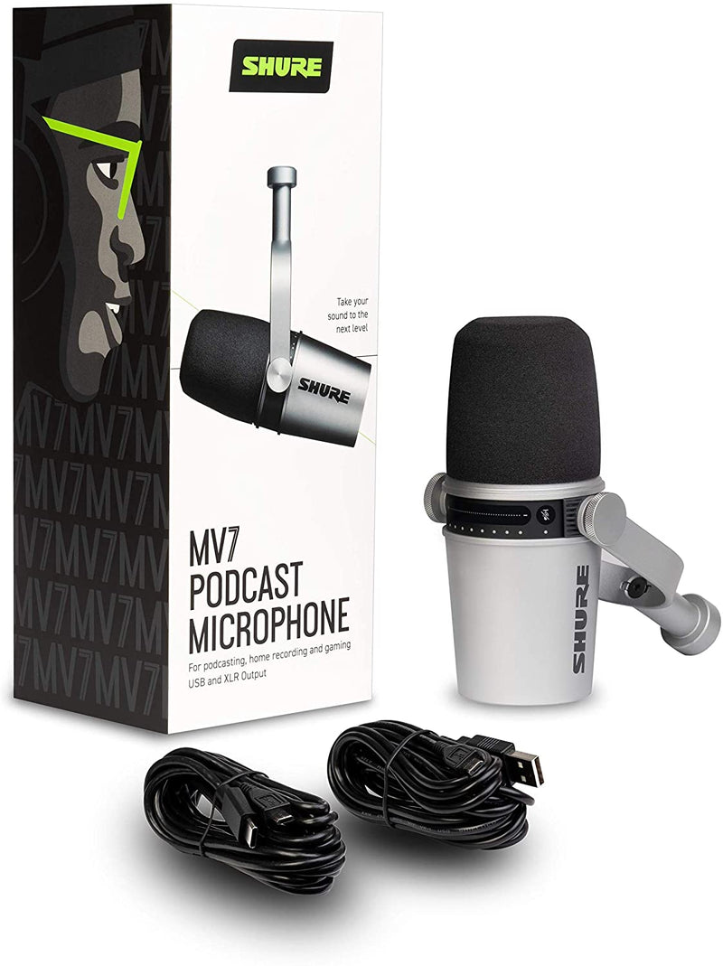 Load image into gallery viewer, SHURE / MV7-S / MV7 XLR/USB Dynamic Podcasting Microphone-Silver 
