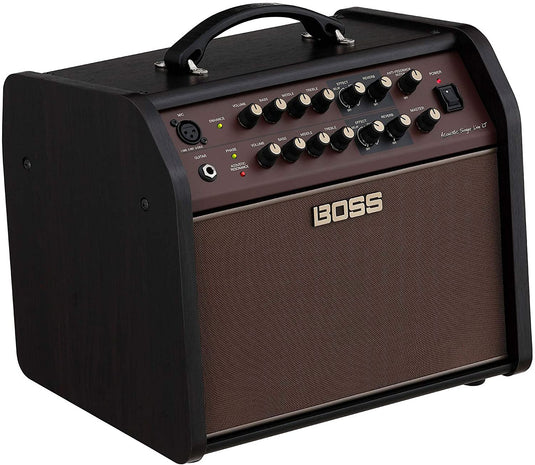 Acoustic performance amplifier with 2 channels, built-in effects and bi-amplified sound