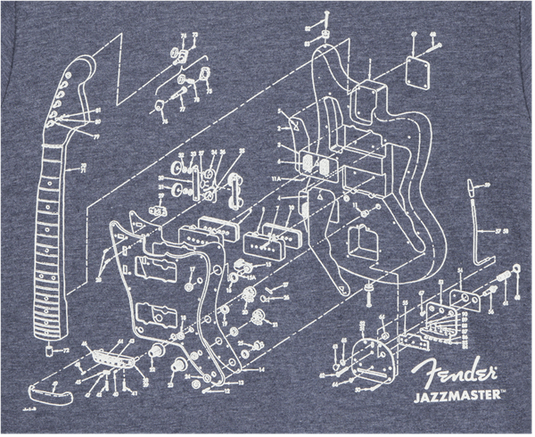 Chandail médium "Fender Jazzmaster Patent Drawing" bleu