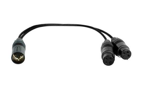 Câble adaptateur en Y (1x) XLR mâle / (2x) XLR fem. de 1 pied