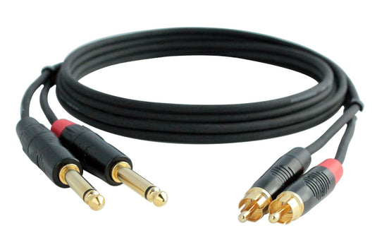 2xRCA to 2x 1/4 TS cable