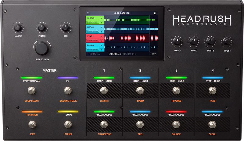 Load image into gallery viewer, HEADRUSH / LOOPERBOARDXUS / PROFESSIONAL 4-TRACK LOOPER GUITAR PEDAL 
