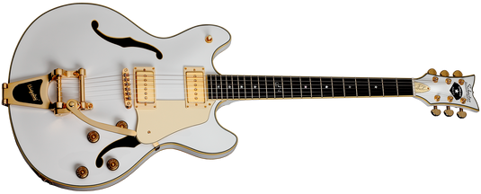 SCHECTER / 2242-SHC / Robin Zander Corsair 6-string electric guitar, 22 frets, Ebony ''c'' neck with Bigsby - White and Gold (no case)