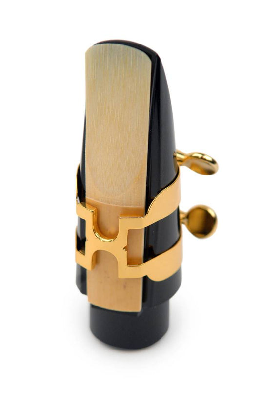 H ligature and cap for alto saxophone - Gold plated