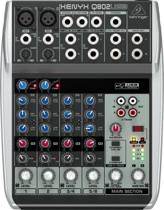 8 inputs 2 BUS Mixer with USB audio interface