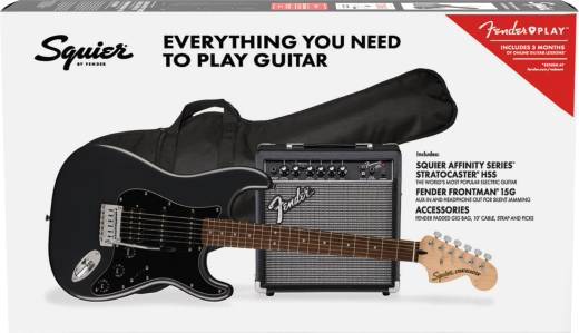 Guitare électrique, Ensemble Affinity Series Stratocaster HSS-Charcoal Frost Metallic (gig bag et ampli 15G-120V)