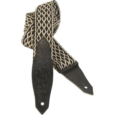 2 inch cotton guitar strap with cowboy boot design embossed leather tips