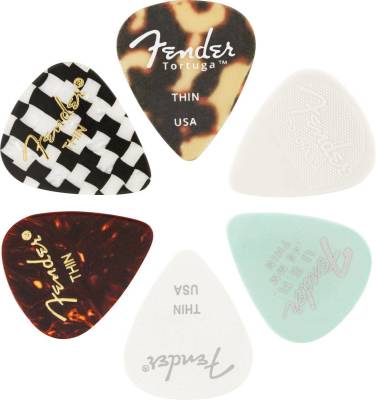 Pack of 6 Thin Mixed Color Celluloid Picks