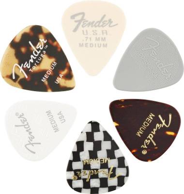 Pack of 6 Medium Mixed Color Celluloid Picks