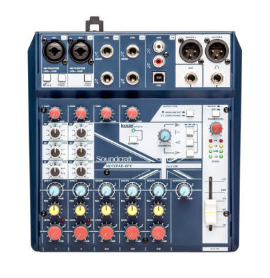 Notepad-8FX Small format 8-channel analog mixer