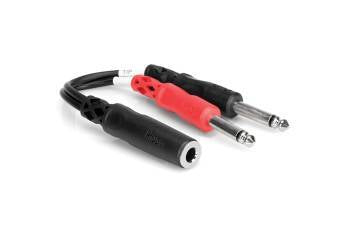 Stereo 1/4'' TRS (F) to dual TS (M) 1/4'' TS (M) Y cable adapter