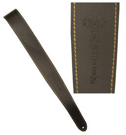 Leather guitar strap with embossed logo, slim style 2