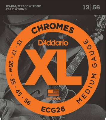 Chrome Flat Wound Electric Guitar Strings 13-56