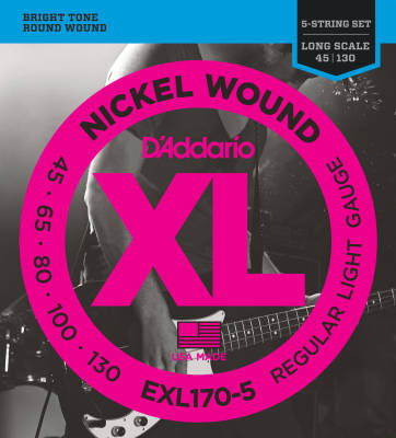 Bass strings 'Nickel Round' wound 5 strings long scale 40-95