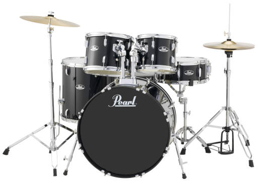 Roadshow 5-Piece Drum Set (22,10,12,16,SD) with Hardware and Cymbals - Jet Black