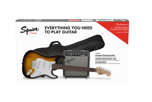 SQUIER / Strat Pack with Frontman 10g amp, case and accessories - Brown Sunburst