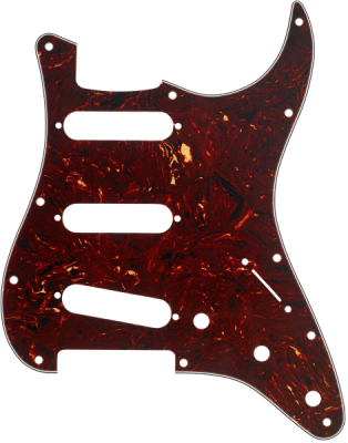 S/S/S Stratocaster Pickguard, 11-Hole Mount, Tortoiseshell, 4-Ply