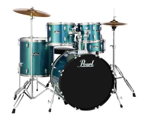 Roadshow 5-Piece Drum Set (22,10,12,16,SD) with Hardware and Cymbals - Aqua Blue