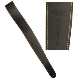 Leather guitar strap with embossed logo, slim style 2.25